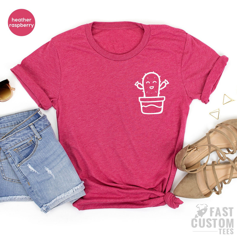 Cactus T-Shirt, Cactus Pocket T-Shirt, Plant Lover Shirt, Minimalist Cactus T-Shirt, Cute Cactus Shirt, Cactus Graphic Tee, Succulent Shirt - 4.jpg