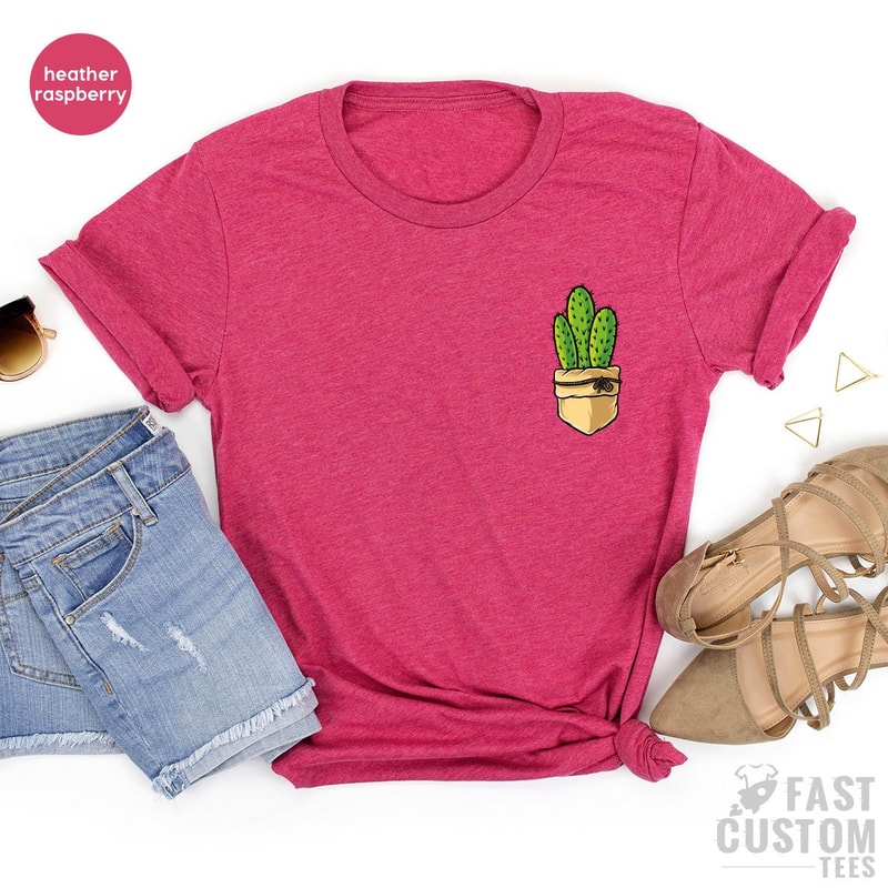 Cactus Pocket Shirt, Cactus Lover Gift, Cute Cactus Kids Shirt, Cactus Toddler Shirt, Plant Lover Shirt, Cactus Gift, Women's Cactus Shirt - 7.jpg