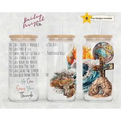 christian 16oz glass can wrap - digital download sublimation design - 16oz template, bible verse carry glass jar tumbler