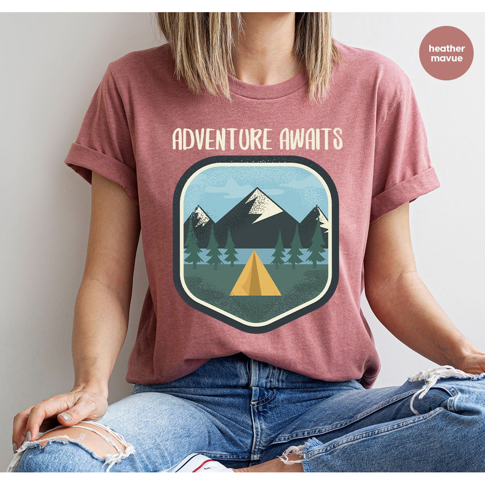 Camp T-Shirt, Travel Shirt, Hiking Tees, Camping Shirt, Vacation Vneck Shirt, Family T-Shirt, Nature Graphic Tees, Camping Outfit, Camp Gift - 1.jpg