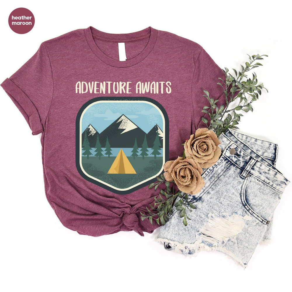 Camp T-Shirt, Travel Shirt, Hiking Tees, Camping Shirt, Vacation Vneck Shirt, Family T-Shirt, Nature Graphic Tees, Camping Outfit, Camp Gift - 5.jpg