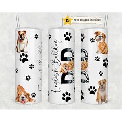 English Bulldog Dog Dad tumbler wrap -20 oz Sublimation Tumbler Wrap - PNG Digital File - Dog Lover PNG -Bulldog Dog Dad