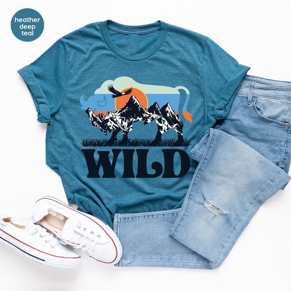 Camping Shirt, Nature TShirt, Eagle Graphic Tees, Mountain TShirt, Buffalo TShirt, Wild Shirt, Hiking Tee, Adventure Tshirt, Camper Shirt - 2.jpg