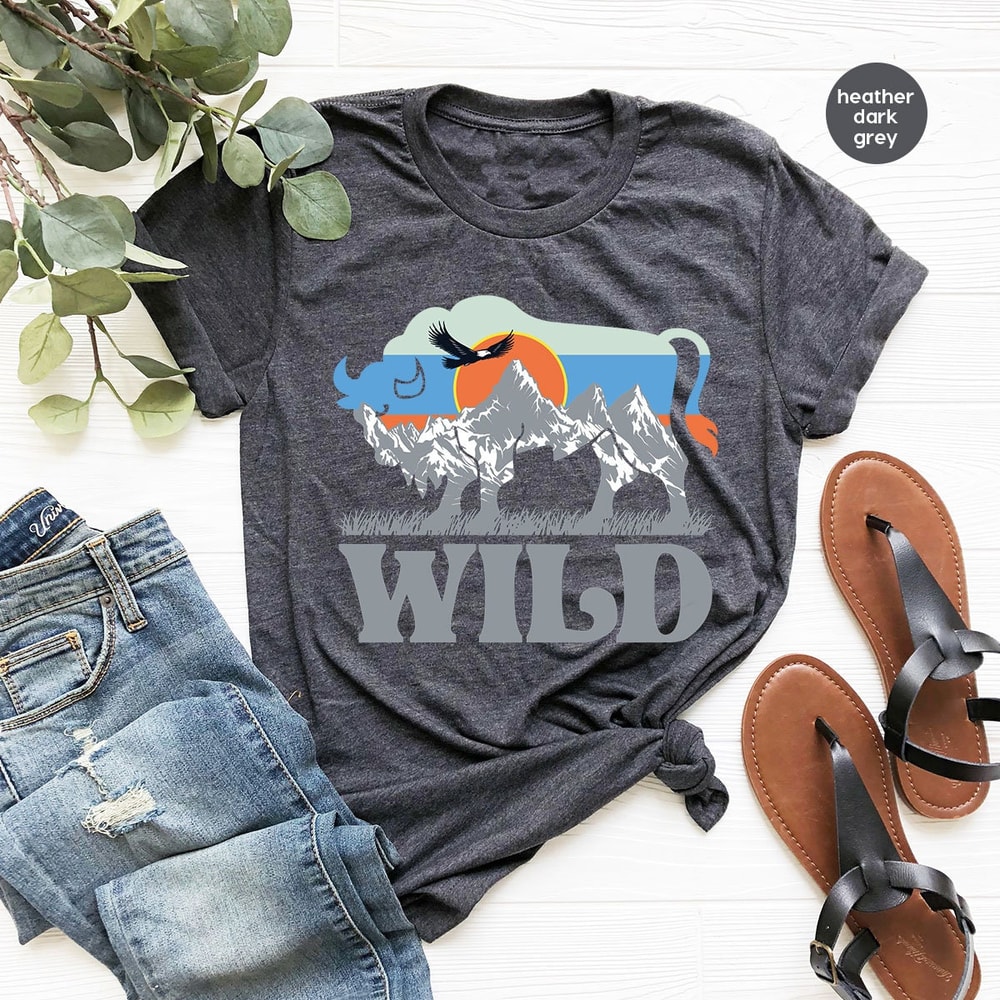 Camping Shirt, Nature TShirt, Eagle Graphic Tees, Mountain TShirt, Buffalo TShirt, Wild Shirt, Hiking Tee, Adventure Tshirt, Camper Shirt - 3.jpg