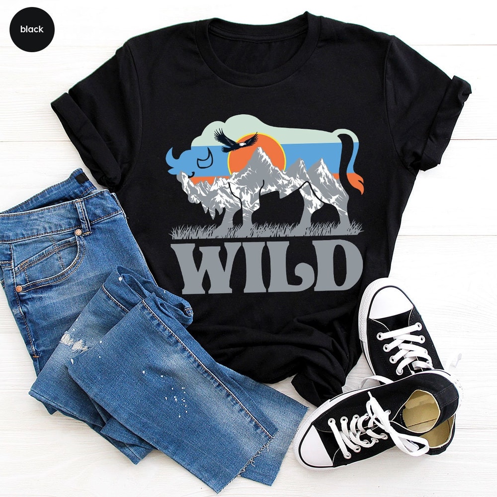 Camping Shirt, Nature TShirt, Eagle Graphic Tees, Mountain TShirt, Buffalo TShirt, Wild Shirt, Hiking Tee, Adventure Tshirt, Camper Shirt - 4.jpg