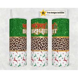 merry and bright 20 oz skinny tumbler holiday png, sublimation design digital, funny christmas png, christmas tumbler wr