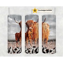 highland cow 20 oz skinny tumbler sublimation design digital download png instant digital only, rustic ranch style cow l
