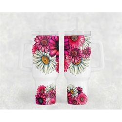 hot pink daisies 40oz tumbler wrap - png tumbler design sublimation designs downloads - daisy  sublimation tumbler with