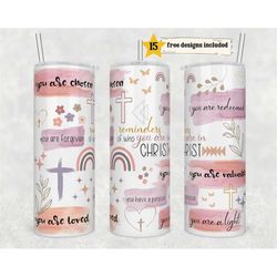 20oz skinny tumbler christian bible verse affirmations sublimation design templates, straight png digital download, posi