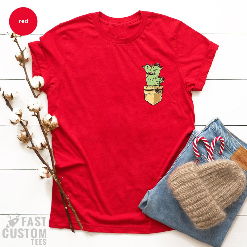 Cat Cactus Pocket Shirt, Cat Lover Gift, Cat Cactus Kids Shirt, Cat Toddler Shirt, Cactus Shirt, Cat Cactus Birthday Gift, Women's Cat Shirt - 3.jpg