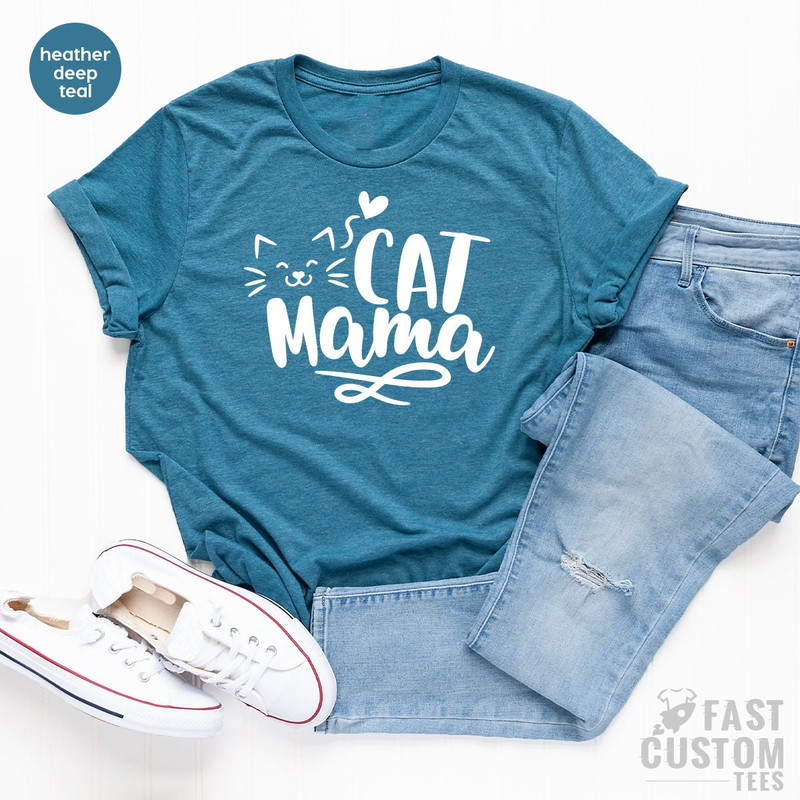 Cat Mama T-Shirt, Pet Lover T Shirt, Cute Kitty Shirt, Cat Adoption Tshirt, Women Graphic Tees, Cat Face Shirt, Cat Mom Gift, Fur Mama Tops - 5.jpg