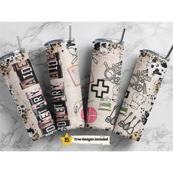 dietary aide 20 oz skinny tumbler sublimation leopard boho wrap design for straight tumbler, nursing home cook png file,