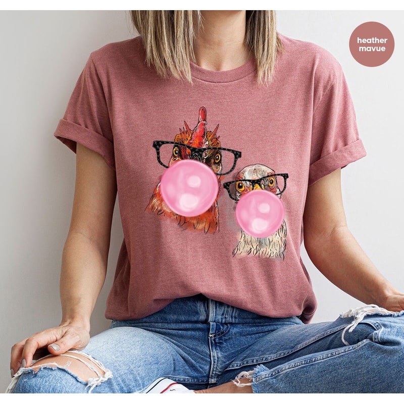 Chicken Mom T-Shirt, Farm Animal Graphic Tees, Funny Chicken Shirt, Shirt for Women, Chicken Shirt, Funny Vneck Shirt, Farmer Outfit - 1.jpg