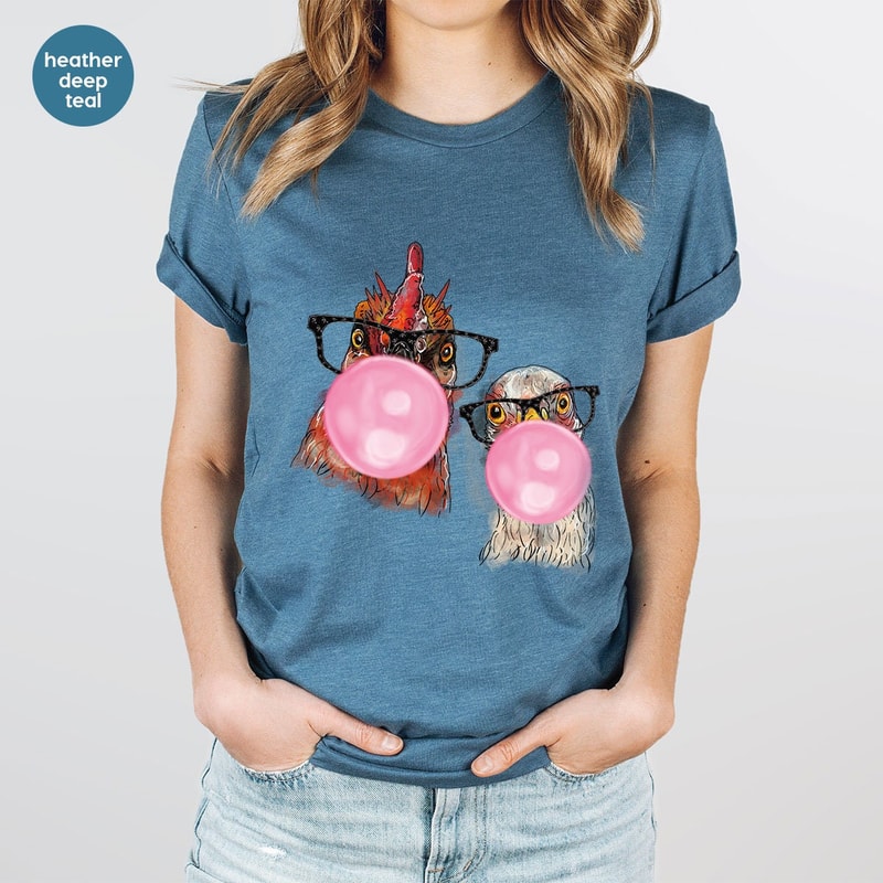 Chicken Mom T-Shirt, Farm Animal Graphic Tees, Funny Chicken Shirt, Shirt for Women, Chicken Shirt, Funny Vneck Shirt, Farmer Outfit - 2.jpg