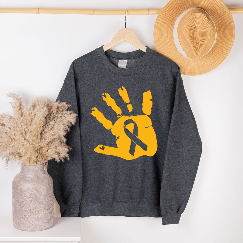 Childhood Cancer Sweatshirt, Pediatric Cancer Nurse Hoodie, Gold Cancer Ribbon Long Sleeve Shirt, Child Cancer Sweater, Mom Of A Warrior - 2.jpg