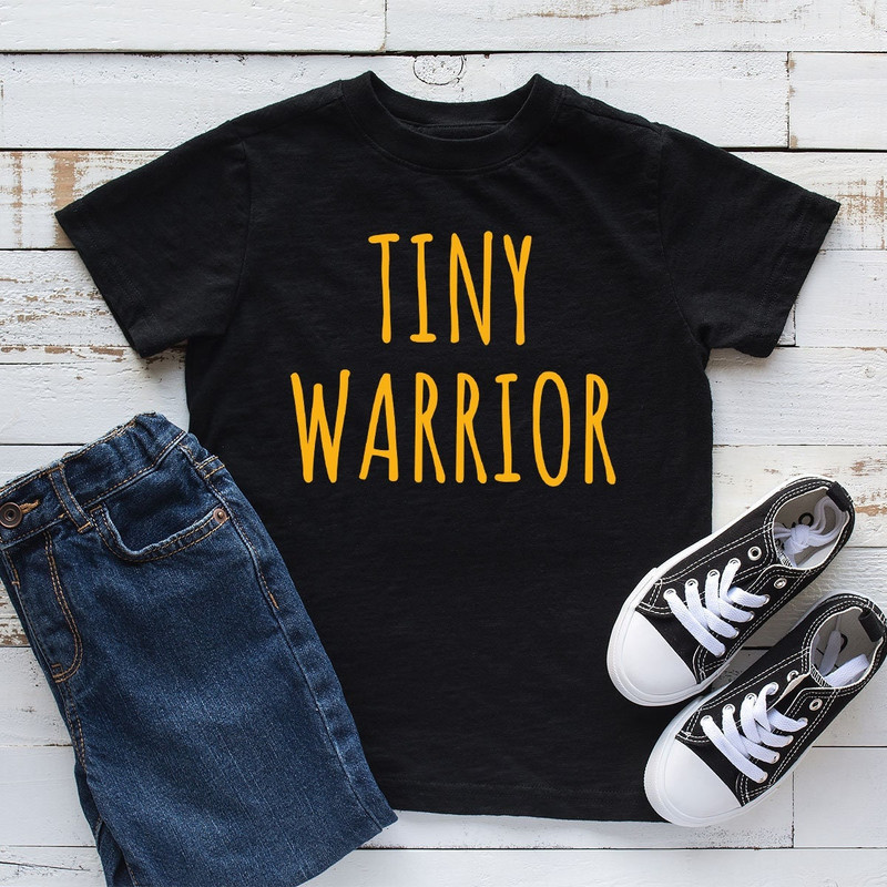 Childhood Cancer Tiny Warrior T-Shirt, Mama of a Child Cancer Warrior Crewneck Shirt, Kids Cancer T Shirt, Pediatric Cancer Survivor Gift - 1.jpg