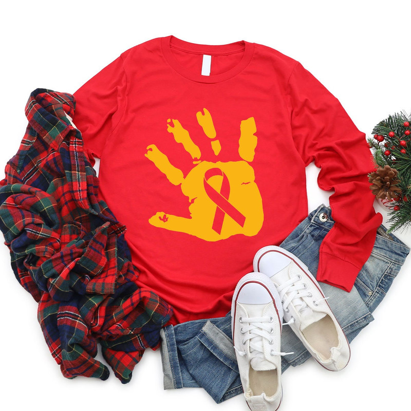 Childhood Cancer Sweatshirt, Pediatric Cancer Nurse Hoodie, Gold Cancer Ribbon Long Sleeve Shirt, Child Cancer Sweater, Mom Of A Warrior - 9.jpg