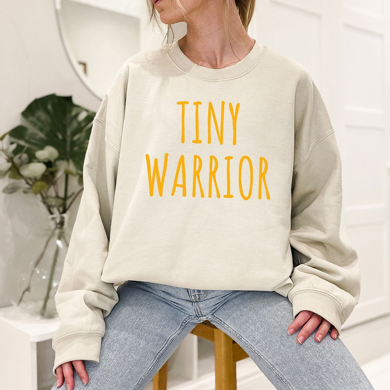 Childhood Cancer Tiny Warrior T-Shirt, Mama of a Child Cancer Warrior Crewneck Shirt, Kids Cancer T Shirt, Pediatric Cancer Survivor Gift - 7.jpg
