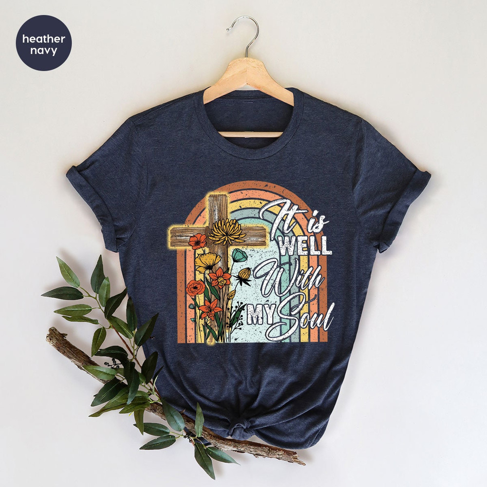 Christian Cross Shirt, Retro Christian Sweatshirt, Floral TShirt, Christian Graphic Tees, Christian Clothing Women, Inspirational Shirts - 4.jpg