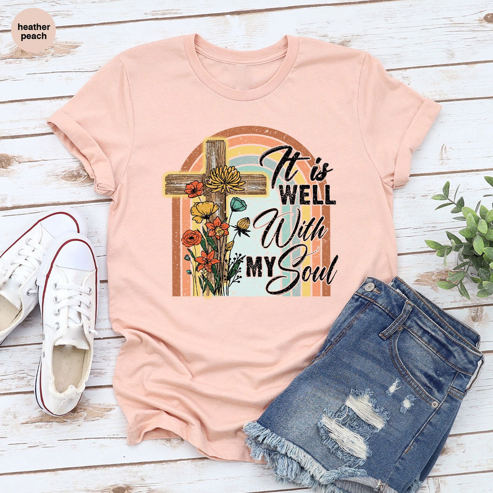 Christian Cross Shirt, Retro Christian Sweatshirt, Floral TShirt, Christian Graphic Tees, Christian Clothing Women, Inspirational Shirts - 5.jpg