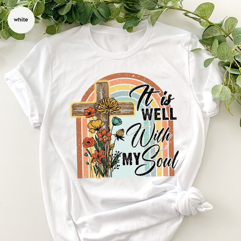 Christian Cross Shirt, Retro Christian Sweatshirt, Floral TShirt, Christian Graphic Tees, Christian Clothing Women, Inspirational Shirts - 6.jpg