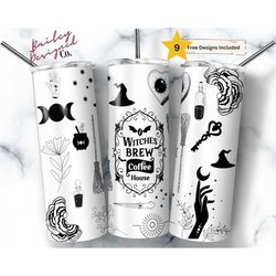 witches brew 20 oz skinny tumbler sublimation design digital download png instant digital only, celestial black cat goth