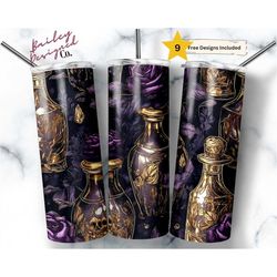 witchy potions gothic 20 oz skinny tumbler sublimation design digital download png instant digital only, spooky celestia