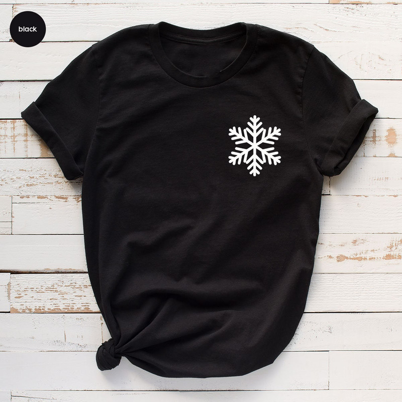 Christmas Snowflake Crewneck Shirts for Family, Unisex Christmas Pocket Graphic Tees for Xmas Gift, Cute Winter Holiday Snowflake Shirts - 5.jpg