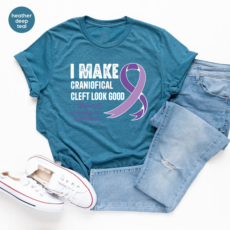 Cleft and Craniofacial Shirt, Awareness Gifts, Warrior Clothing, Family Support TShirt, Ribbon Graphic Tees, Cleft Palate Lip, Gift for Her - 3.jpg