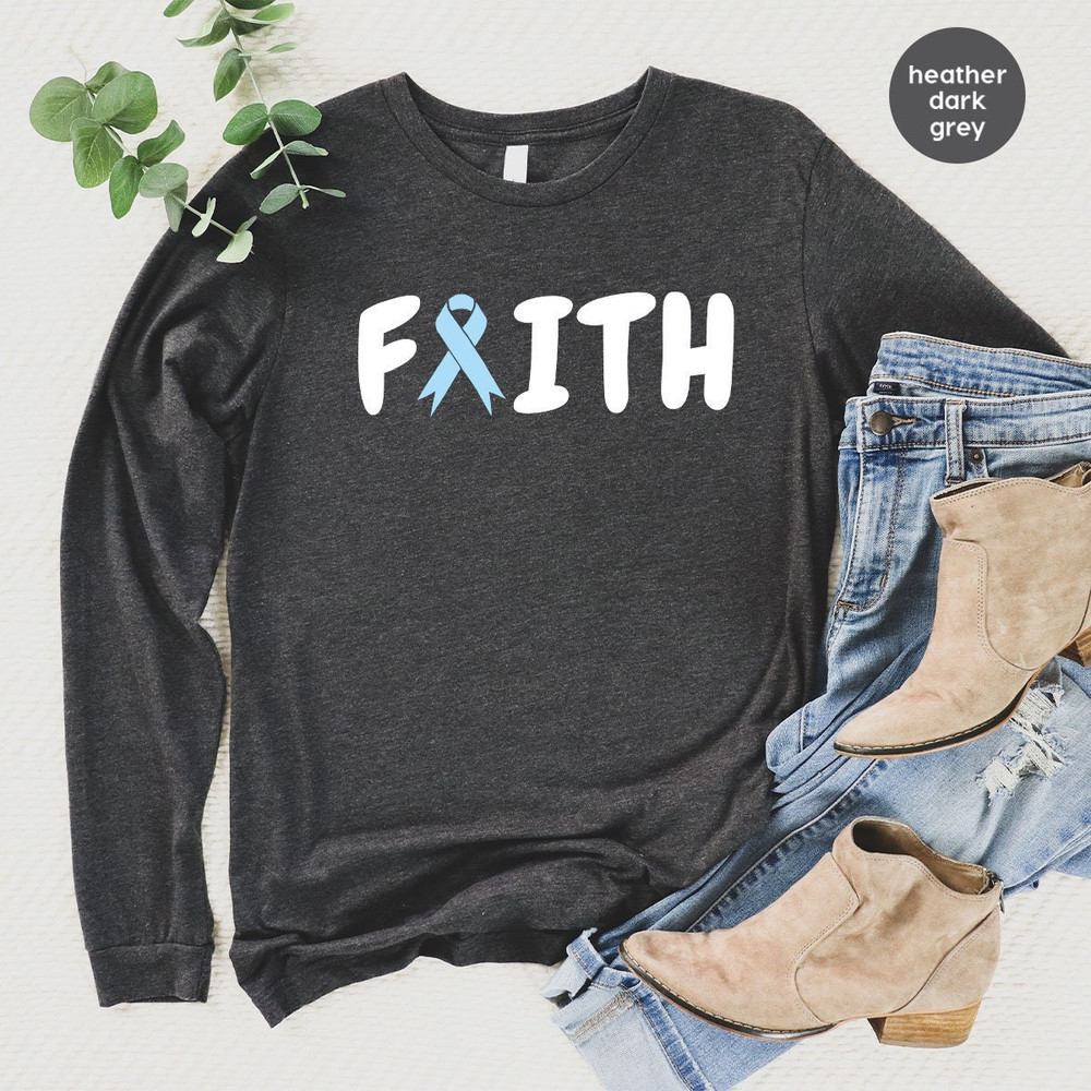 Colon Cancer Hoodies and Sweaters, Faith Long Sleeve Shirt, Colorectal Cancer Sweatshirt, Colon Cancer Ribbon, Cancer Survivor Hoodie - 1.jpg