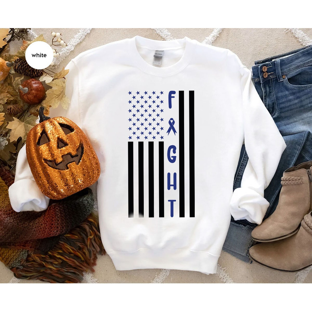 Colon Cancer Hoodies and Sweaters, Cancer Survivor, Colorectal Cancer Sweatshirt, Colon Cancer Awareness Long Sleeve Shirt, Cancer Support - 5.jpg