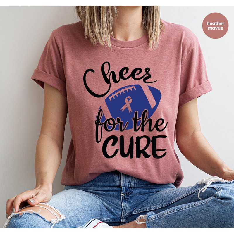 Colon Cancer Shirt, Cancer Survivor Gift, Cheer For The Cure Shirt, Cancer Support Tee, Colorectal Cancer T-Shirt, Football Cancer Shirt - 2.jpg