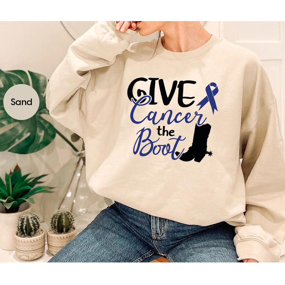 Colon Cancer Shirt, Cancer Survivor Gift, Colorectal Cancer Awareness, Cancer Support Tee, Gift for Her, Give Cancer The Boot Shirt - 7.jpg