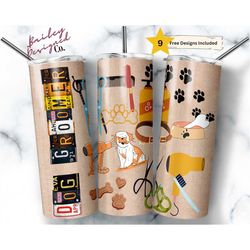 dog groomer 20 oz skinny tumbler sublimation design digital download png instant digital only, dog grooming tumbler