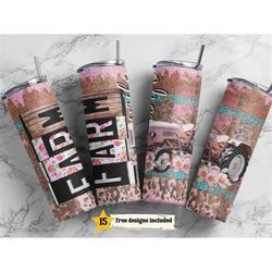 pink farm wife 20 oz skinny tumbler farm life farmer tractor sublimation design digital download png instant digital, ru