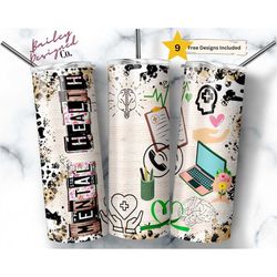 mental health 20 oz skinny tumbler sublimation design digital download png instant digital only, mental health staff tum