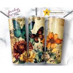 vintage scrapbooking 20 oz skinny tumbler sublimation design digital download png instant digital only, scrapbook junk j