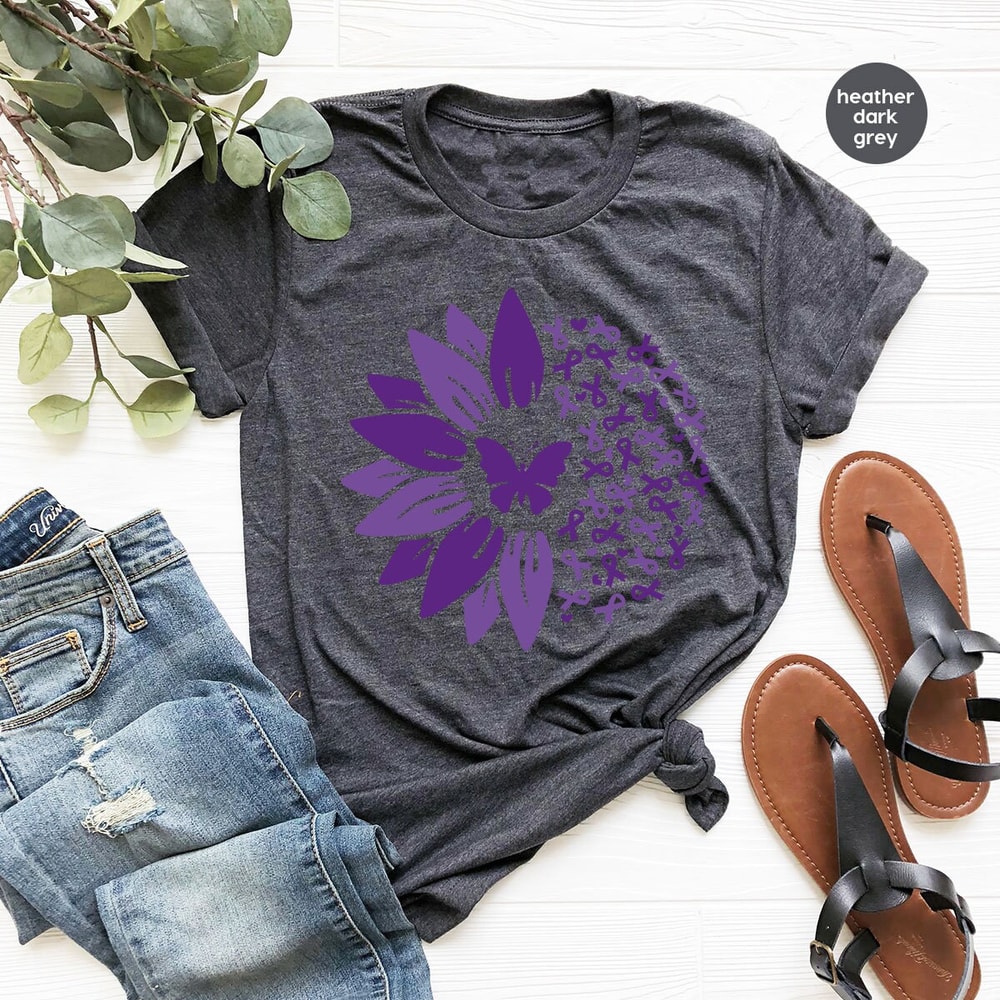 Crohns Disease Sunflower T-Shirt, Crohns Disease Survivor Gift, Crohns Disease Awareness Month, Butterfly Graphic Tees, Invisible Illness - 5.jpg
