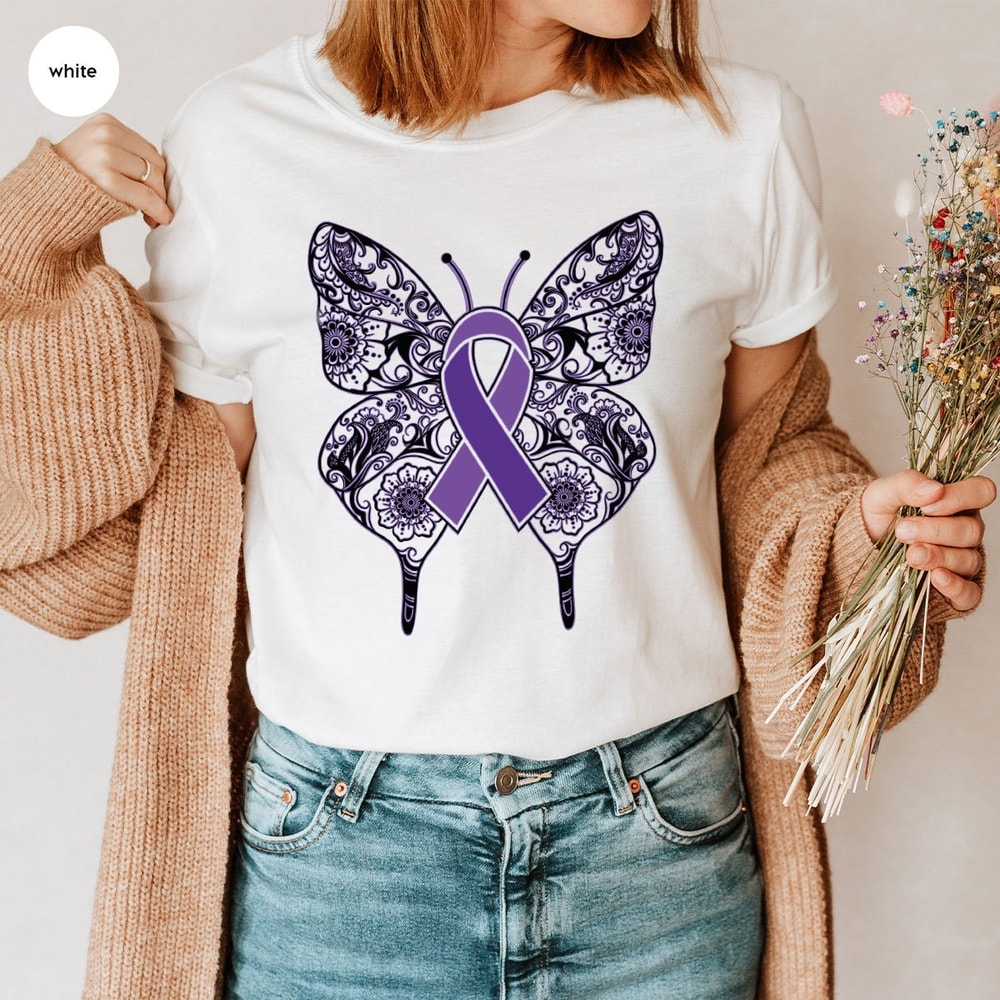 Crohns Disease Survivor Shirt, Butterfly Graphic Tees, Crohns Disease Ribbon Shirt, Awareness Gifts, Crohns Disease Warrior Shirt - 2.jpg
