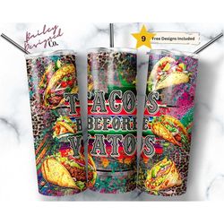 tacos before vatos 20 oz skinny tumbler sublimation design digital download png instant digital only, mexican food tacos