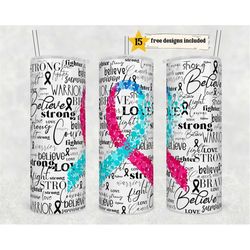 thyroid cancer warrior 20 oz skinny tumbler sublimation awareness thyroid ribbon tumbler straight design digital downloa