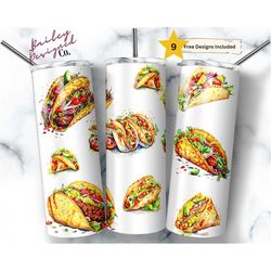 taco lover 20 oz skinny tumbler sublimation design digital download png instant digital only, mexican food tacos tumbler