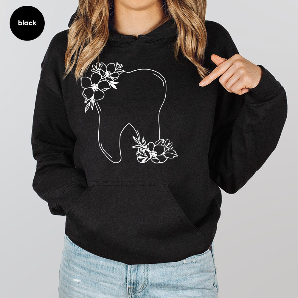 Custom Dental Sweatshirt, Personalized Gift, Floral Dentist Long Sleeve Shirts, Dental Assistant Gift, Dental Hygienist Hoodies and Sweaters - 6.jpg
