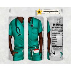 Male Nurse Teal Scrubs 20 oz Skinny Tumbler Sublimation Wrap Design For Straight Tumbler, PNG File, Digital, Funny Nutri