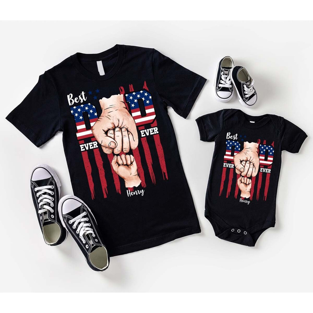 Custom Fathers Shirt, Personalized Gifts for Dad, Fathers Day Gifts, Patriotic Graphic Tees, Matching Dad and Kids Shirts, American Flag Tee - 1.jpg