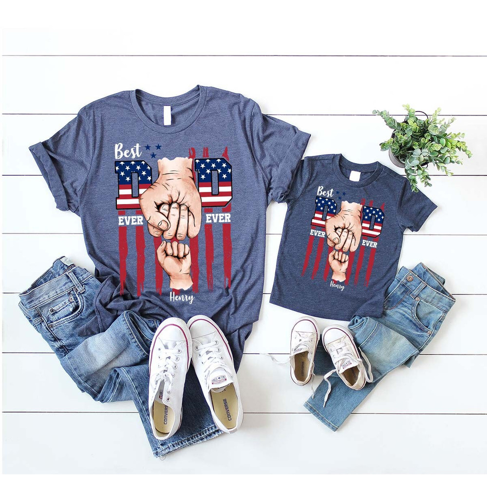 Custom Fathers Shirt, Personalized Gifts for Dad, Fathers Day Gifts, Patriotic Graphic Tees, Matching Dad and Kids Shirts, American Flag Tee - 5.jpg