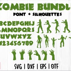 zombie svg bundle | zombie silhouettes svg, zombie font ttf svg, zombie hand svg, halloween svg bundle, halloween font