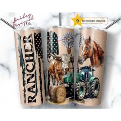 rancher 20 oz skinny tumbler sublimation design digital download png instant digital only, country rustic farm rancher t