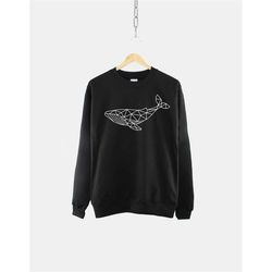 geometric whale sweatshirt - geometric humpback whale sea sweater - nautical beach jumper