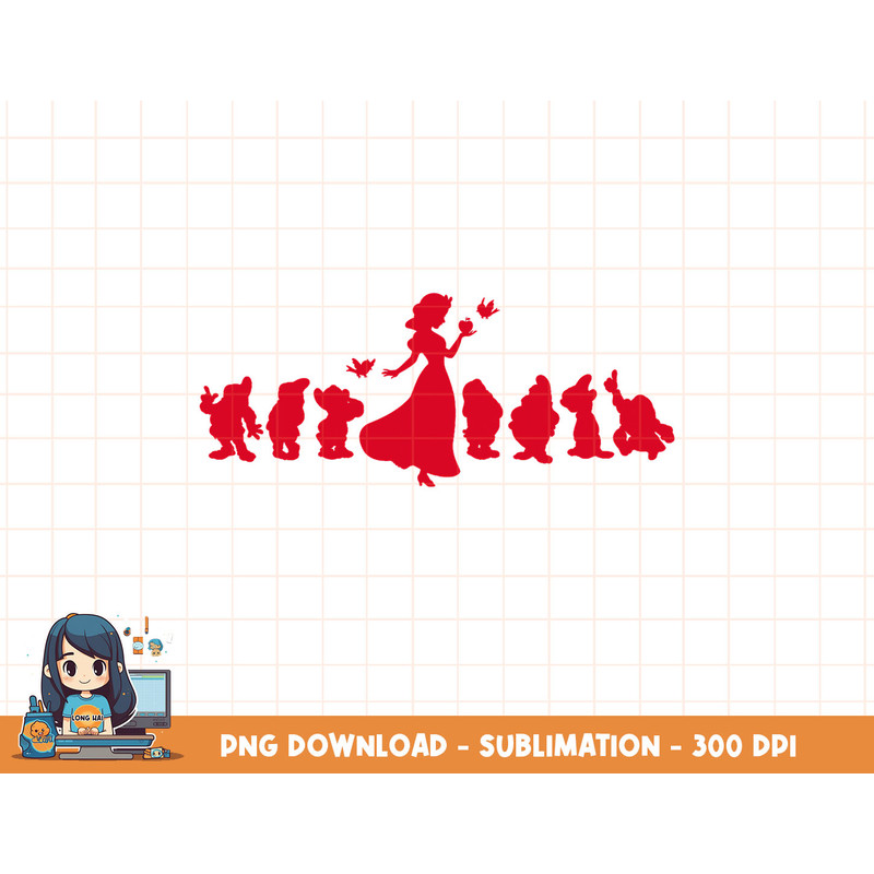 Disney Snow White and The Seven Dwarfs Red Silhouette png, sublimation, digital print.jpg
